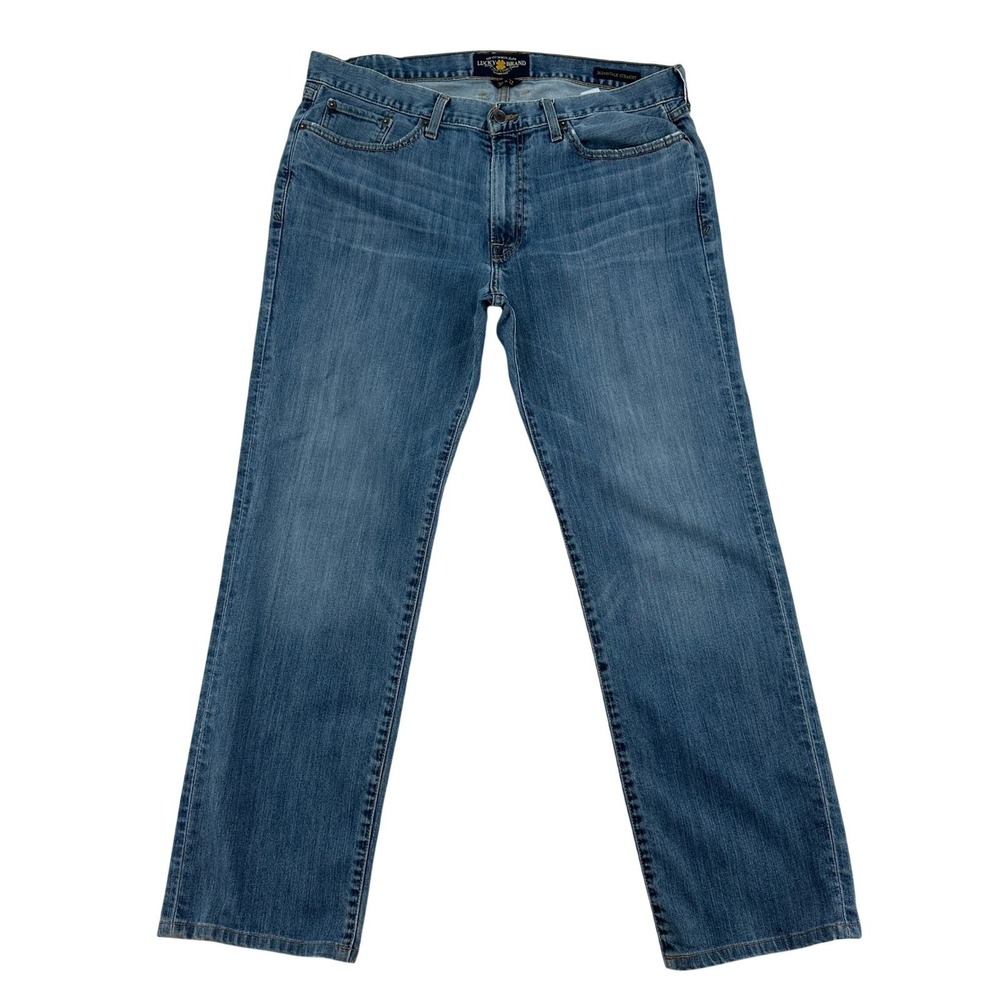 Lucky Brand 363 Vintage Straight Jeans Medium Wash Blue Denim Casual Mens 36x32